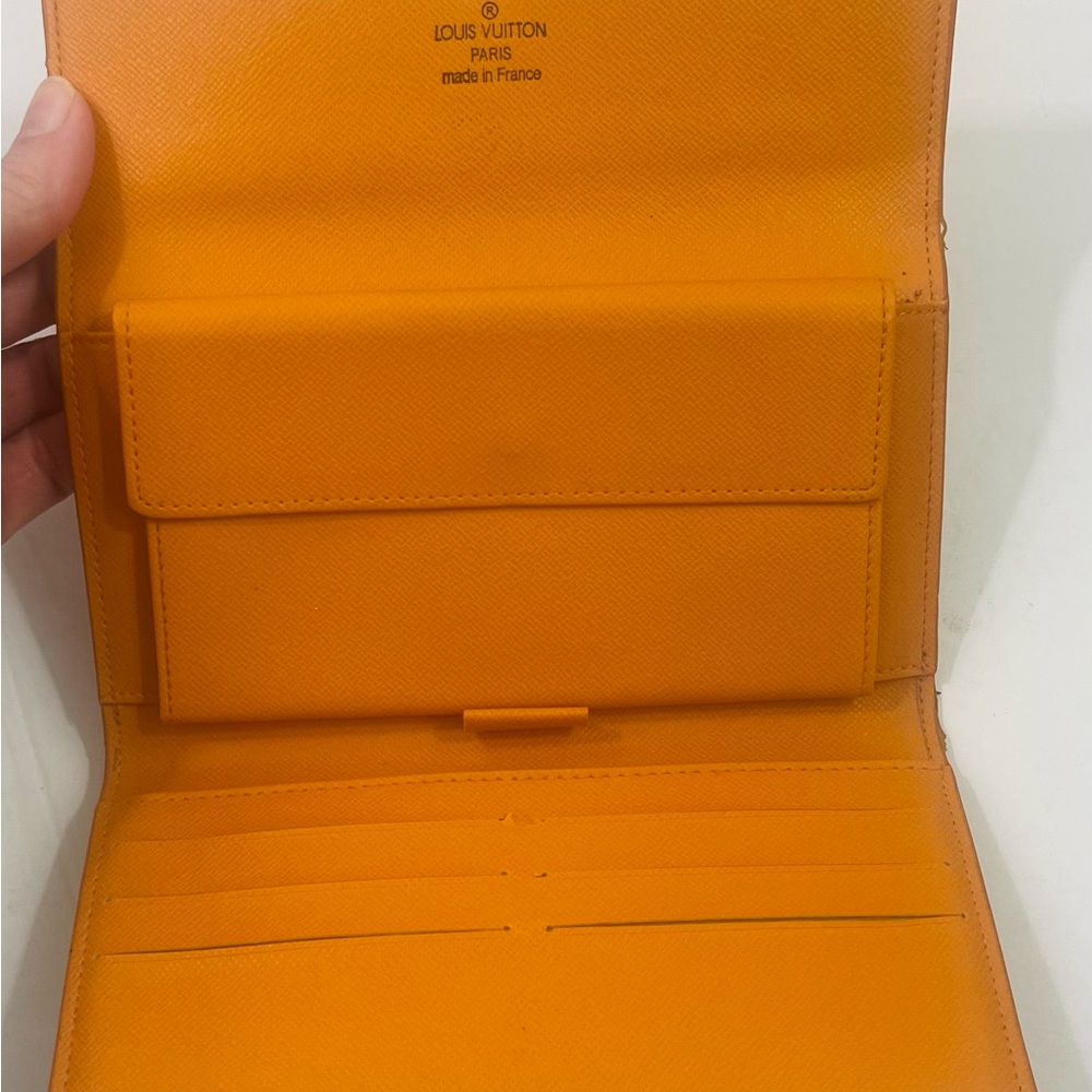 Louis Vuitton Brown Monogram Wallet with Orange and White Detail - Picture 7 of 10
